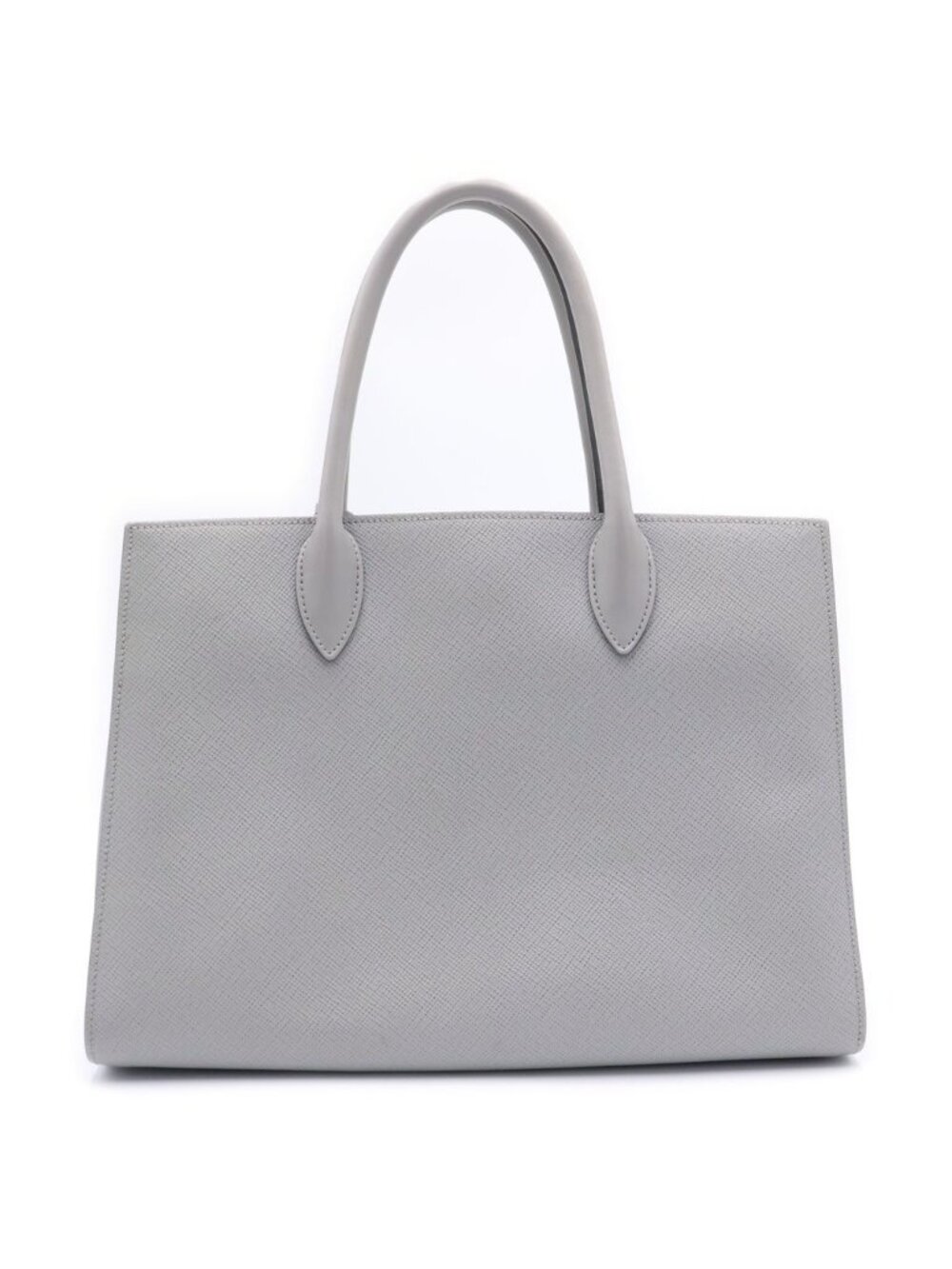 Prada Saffiano Handbag Gray Leather Gold - Picture 2 of 6